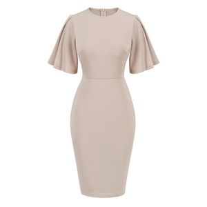 NWOT Bodycon Sheath Pencil Dress, Nude Size Large